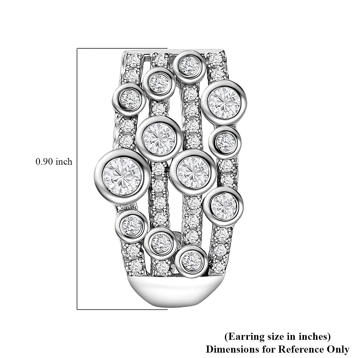 Moissanite J-Hoop Earrings in Platinum Over Sterling Silver 1.25 ctw