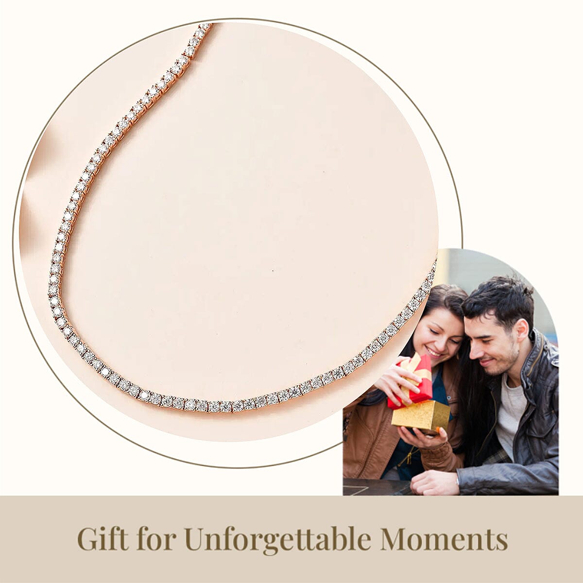 Moissanite Tennis Necklace, 18 Inch Necklace, Vermeil Rose Gold Over Sterling Silver Necklace, Moissanite Jewelry, Gifts For Her 14.60 ctw image number 1