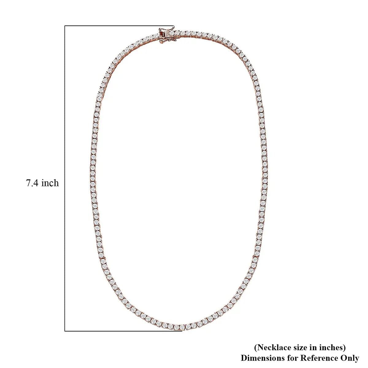 Moissanite Tennis Necklace, 18 Inch Necklace, Vermeil Rose Gold Over Sterling Silver Necklace, Moissanite Jewelry, Gifts For Her 14.60 ctw image number 6