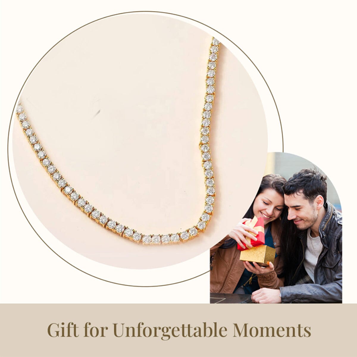 Moissanite Tennis Necklace, 18 Inch Necklace, Vermeil Yellow Gold Over Sterling Silver Necklace, Moissanite Jewelry, Gifts For Her 14.60 ctw image number 1