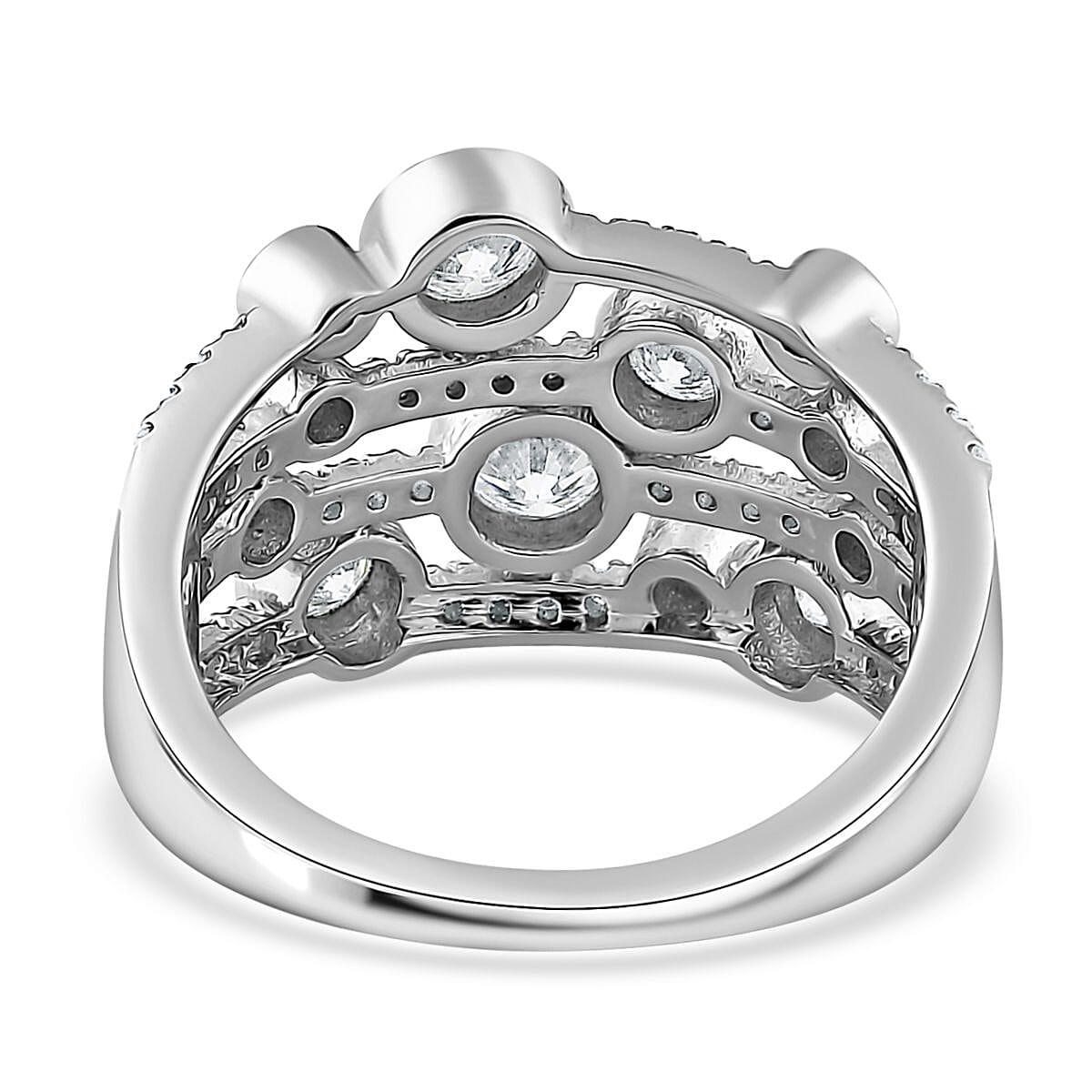 Moissanite Bubble Ring in Platinum Over Sterling Silver (Size 10.0) 1.35 ctw