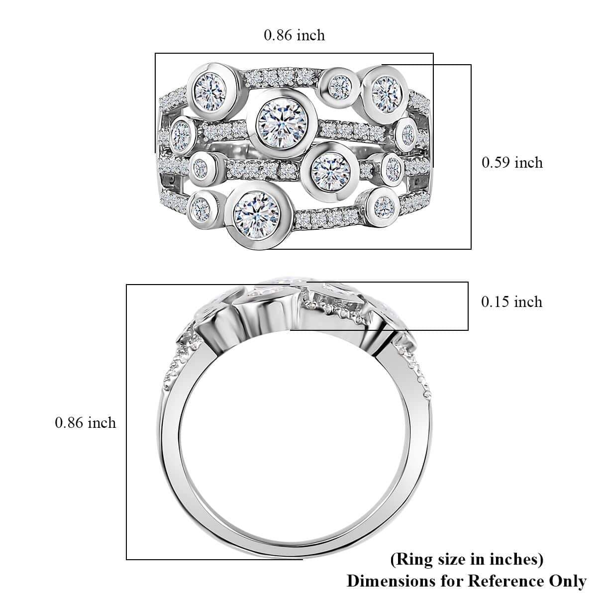 Doorbuster Moissanite Ring in Platinum Over Sterling Silver (Size 10.0) 1.30 ctw image number 5
