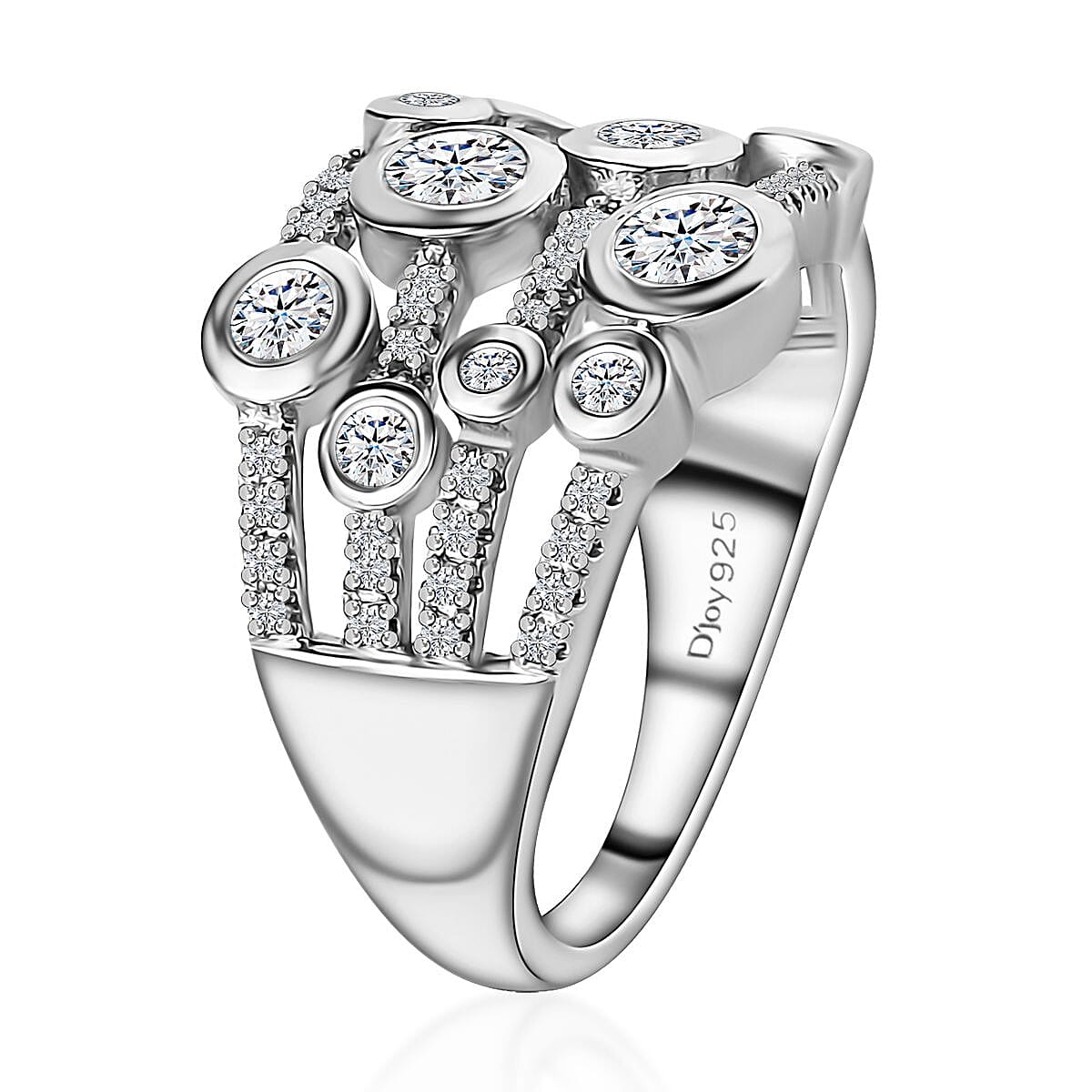 Moissanite Bubble Ring in Platinum Over Sterling Silver (Size 7.0) 1.35 ctw image number 3