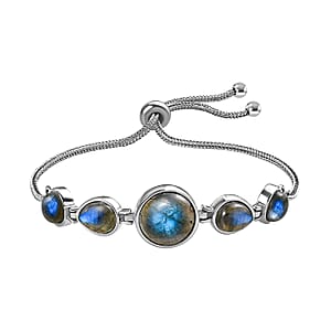 Malagasy Labradorite 9.50 ctw Bracelet in Stainless Steel (10.50 In)