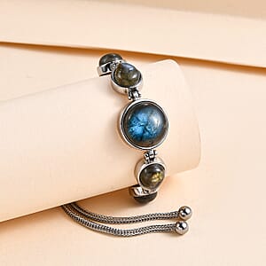 Malagasy Labradorite 9.50 ctw Bracelet in Stainless Steel (10.50 In)