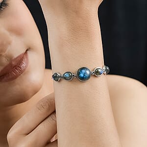 Malagasy Labradorite 9.50 ctw Bracelet in Stainless Steel (10.50 In)