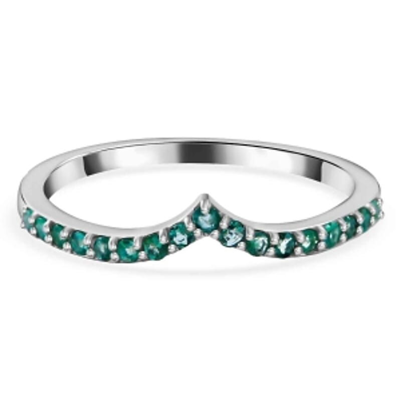 AAA Kagem Zambian Emerald 0.26 ctw Ring in Rhodium Over Sterling Silver (Size 5.5)