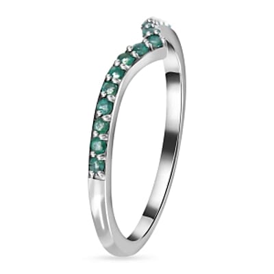 AAA Kagem Zambian Emerald 0.26 ctw Ring in Rhodium Over Sterling Silver (Size 5.5)