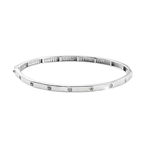 Diamond Accent Bangle Bracelet in Platinum Over Sterling Silver (7.25 In)