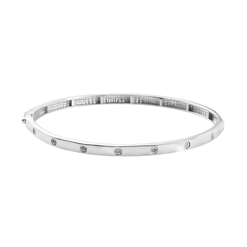 Diamond Accent Bangle Bracelet in Platinum Over Sterling Silver (7.25 In)