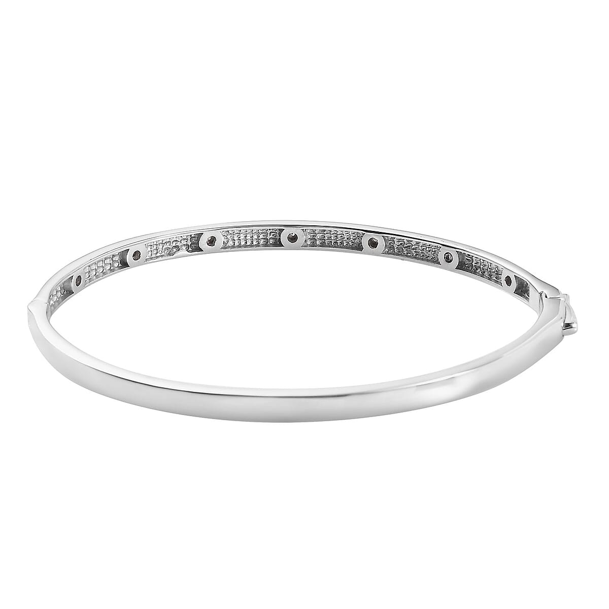Diamond Accent Bangle Bracelet in Platinum Over Sterling Silver (7.25 In) image number 4