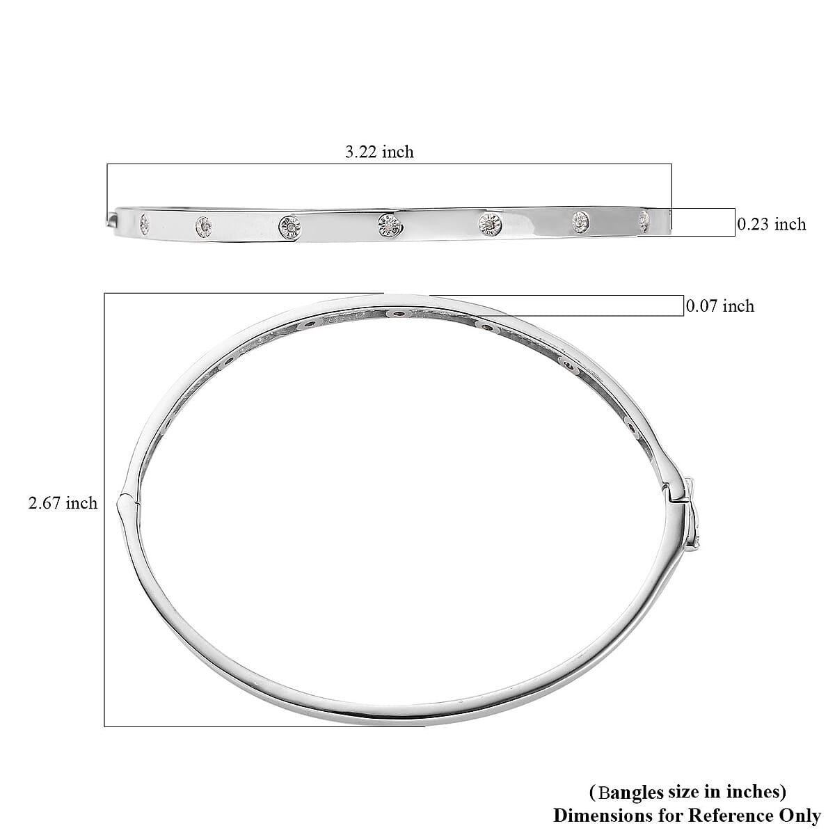 Diamond Accent Bangle Bracelet in Platinum Over Sterling Silver (7.25 In) image number 5