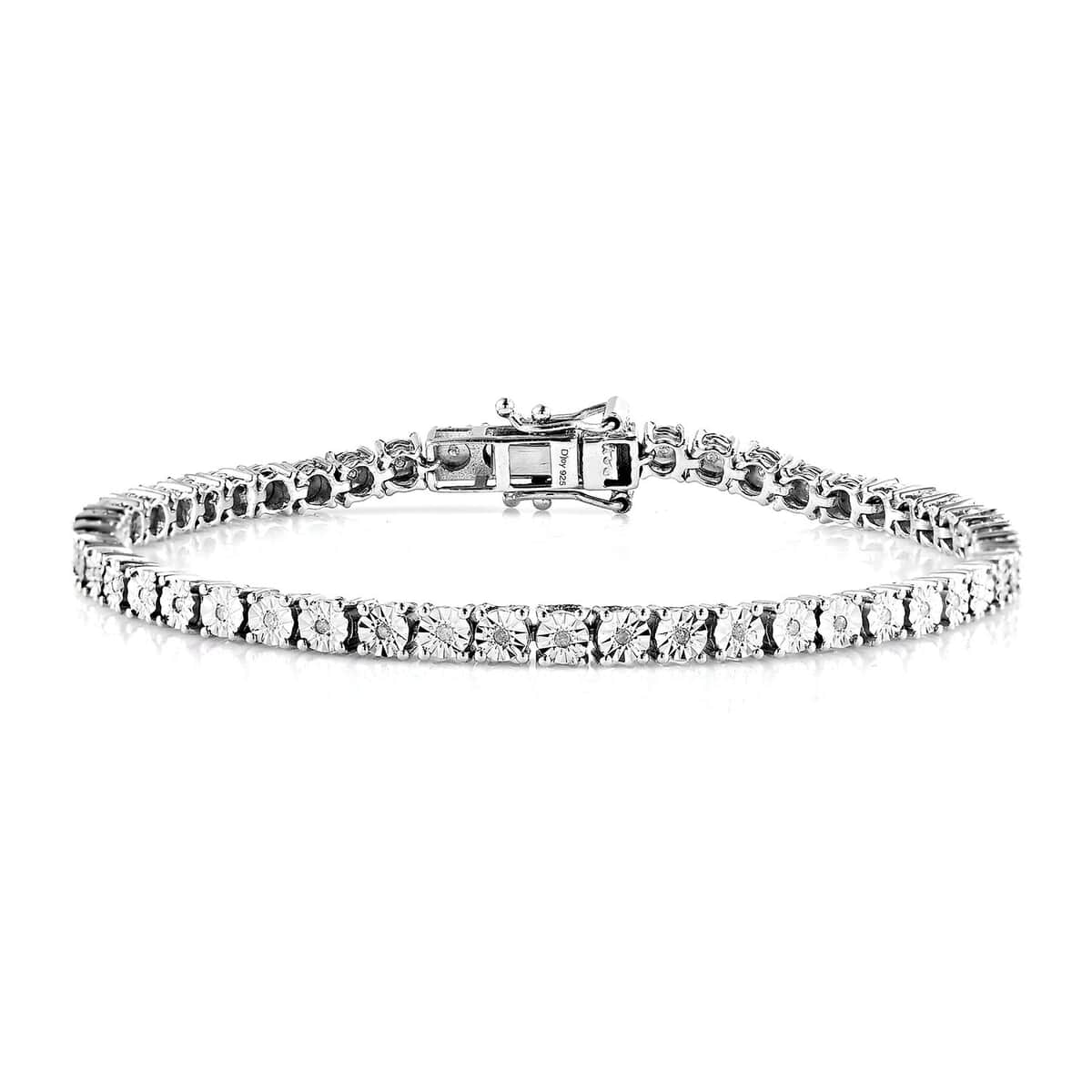 White Diamond Tennis Bracelet in Platinum Over Sterling Silver (7.25 In) 0.25 ctw image number 0