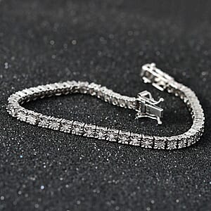 D'Joy White Diamond Tennis Bracelet in Platinum Over Sterling Silver (7.25 In) 0.25 ctw