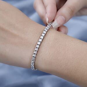 D'Joy White Diamond Tennis Bracelet in Platinum Over Sterling Silver (7.25 In) 0.25 ctw