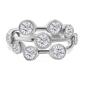 Moissanite1.50 ctw Ring in Rhodium Over Sterling Silver (Size 5.5)