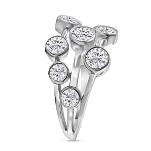 Moissanite1.50 ctw Ring in Rhodium Over Sterling Silver (Size 5.5)