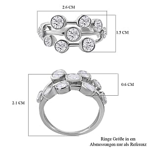 Moissanite1.50 ctw Ring in Rhodium Over Sterling Silver (Size 5.5)