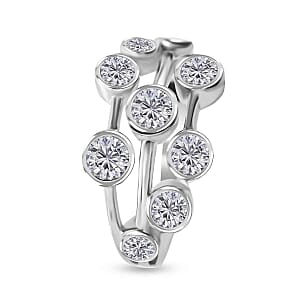 Moissanite1.50 ctw Ring in Rhodium Over Sterling Silver (Size 5.5)
