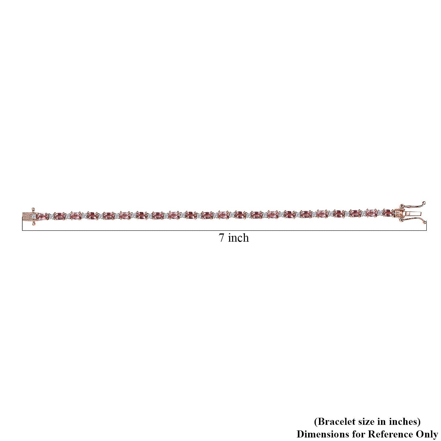 Premium Natural Calabar Pink Tourmaline, White Zircon Bracelet in Vermeil RG Over Sterling Silver (6.50 In) 6.00 ctw