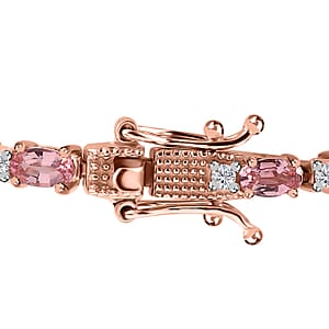 Premium Natural Calabar Pink Tourmaline and White Zircon Bracelet in Vermeil Rose Gold Over Sterling Silver (7.25 In) 6.75 ctw