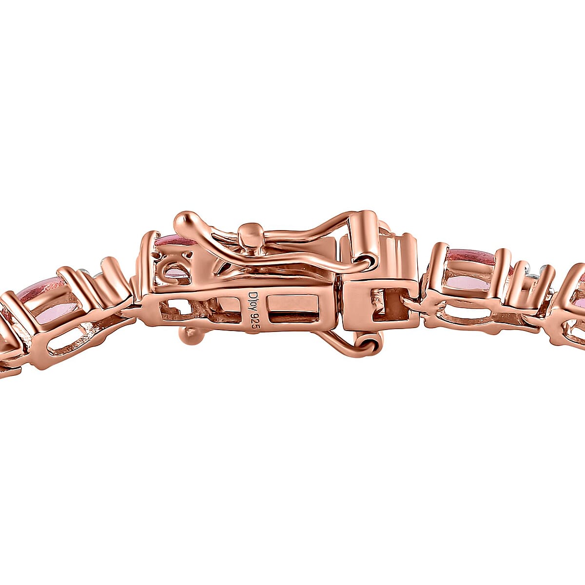 Premium Natural Calabar Pink Tourmaline, White Zircon Bracelet in Vermeil RG Over Sterling Silver (6.50 In) 6.00 ctw image number 3