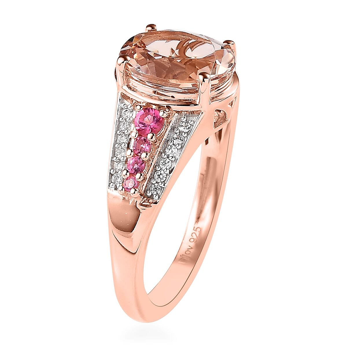 Premium Marropino Morganite, Multi Gemstone Ring in Vermeil RG Over Sterling Silver (Size 7.0) 2.85 ctw image number 3