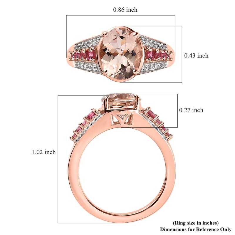 Premium Marropino Morganite and Multi Gemstone Ring in Vermeil Rose Gold Over Sterling Silver (Size 10.0) 2.85 ctw