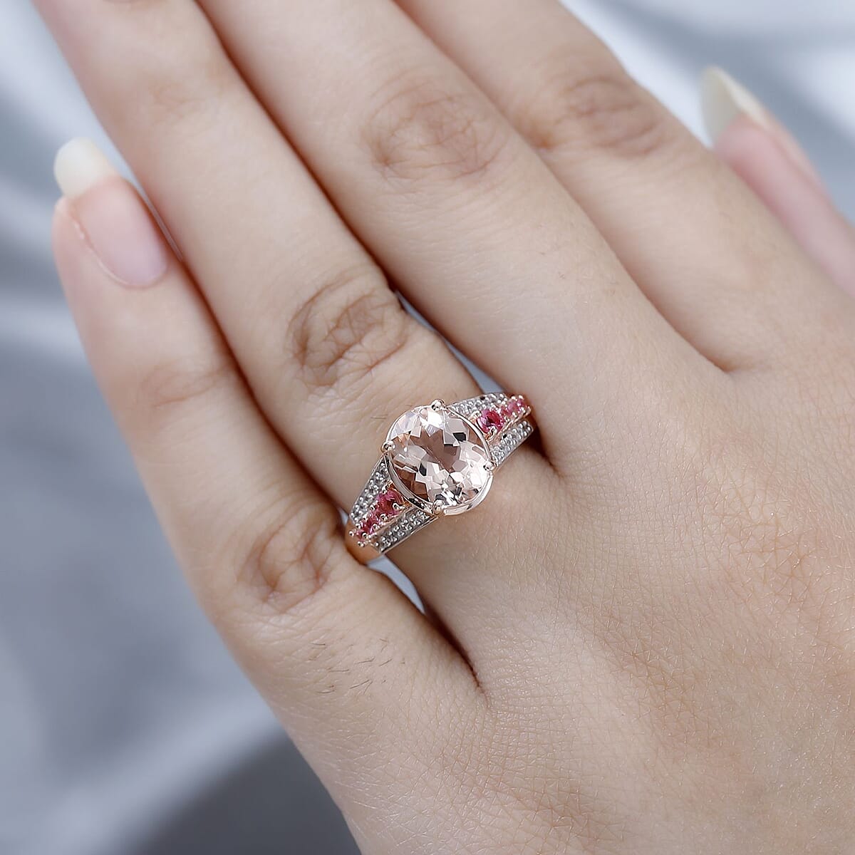Premium Marropino Morganite and Multi Gemstone Ring in Vermeil Rose Gold Over Sterling Silver (Size 6.0) 2.85 ctw image number 2