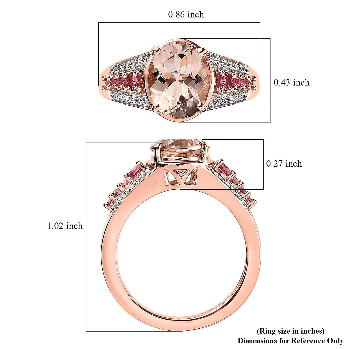 Premium Marropino Morganite and Multi Gemstone Ring in Vermeil Rose Gold Over Sterling Silver (Size 6.0) 2.85 ctw image number 5