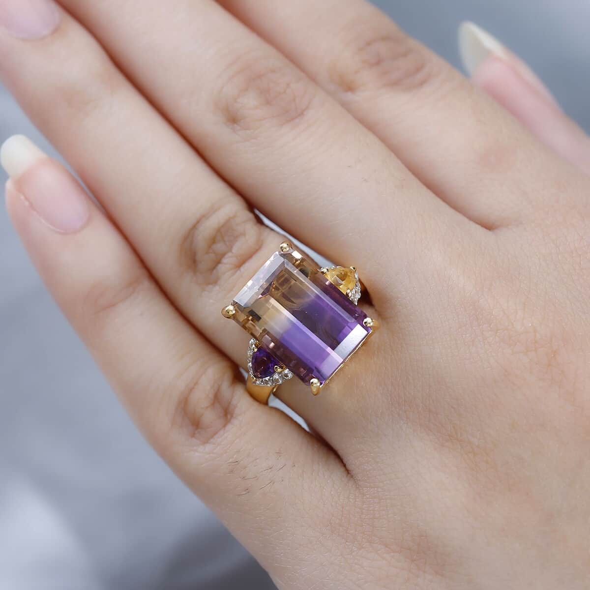 AAA Anahi Ametrine and Multi Gemstone Ring in Vermeil Yellow Gold Over Sterling Silver 13.75 ctw image number 2