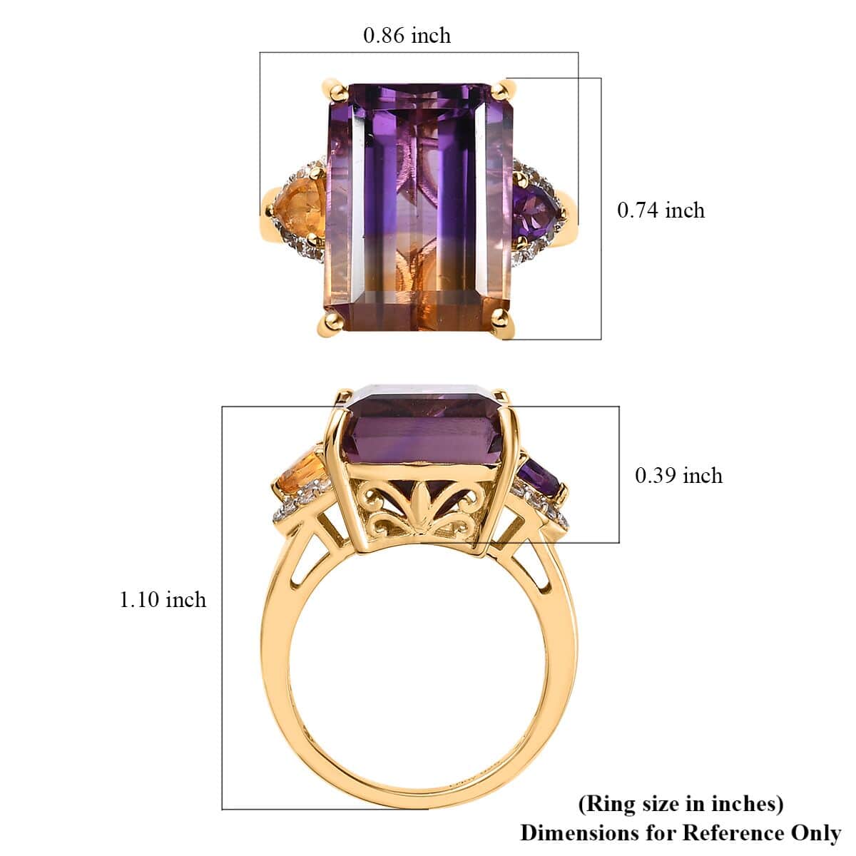 AAA Anahi Ametrine and Multi Gemstone Ring in Vermeil Yellow Gold Over Sterling Silver 13.75 ctw image number 5