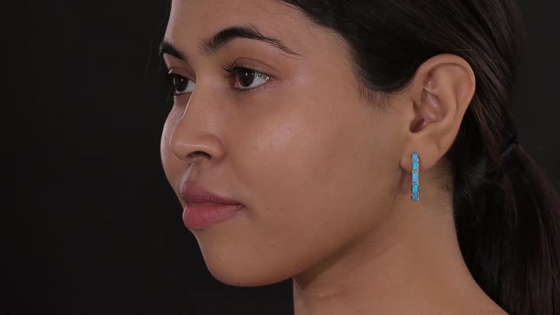 Sleeping Beauty Turquoise Hoop Earrings in Platinum Over Sterling Silver 4.50 ctw