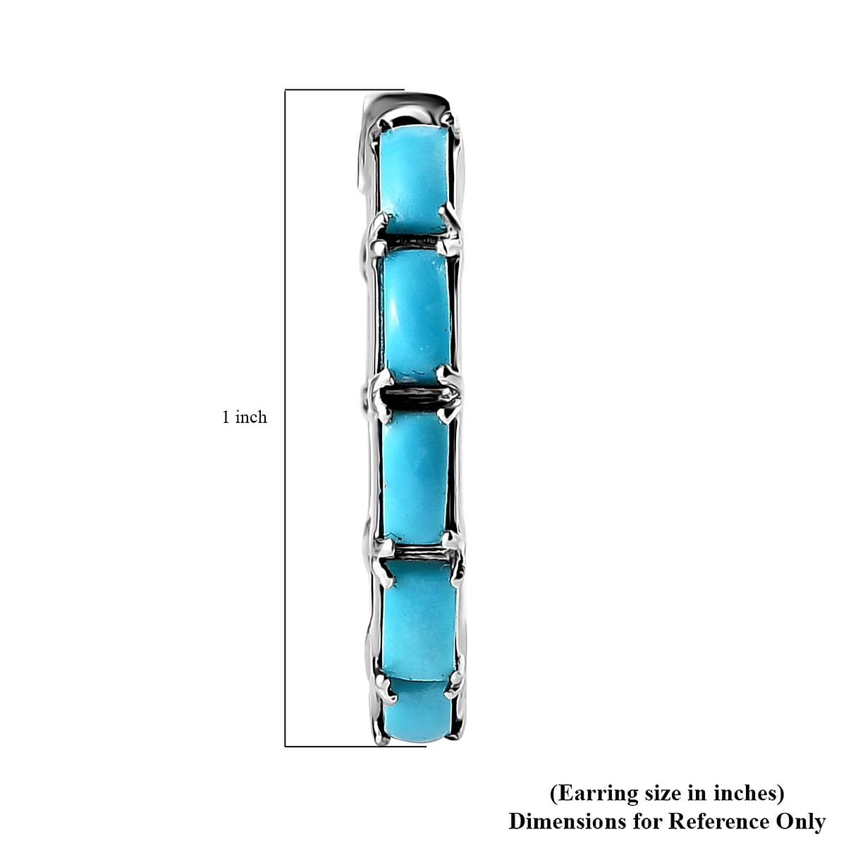 Sleeping Beauty Turquoise Hoop Earrings in Platinum Over Sterling Silver 4.50 ctw image number 4