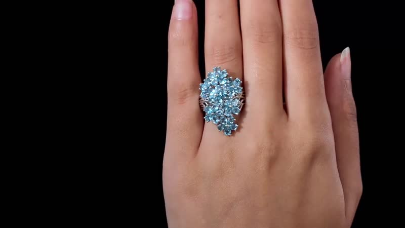 Betroka Blue Apatite Floral Ring in Platinum Over Sterling Silver (Size 7.0) 5.40 ctw