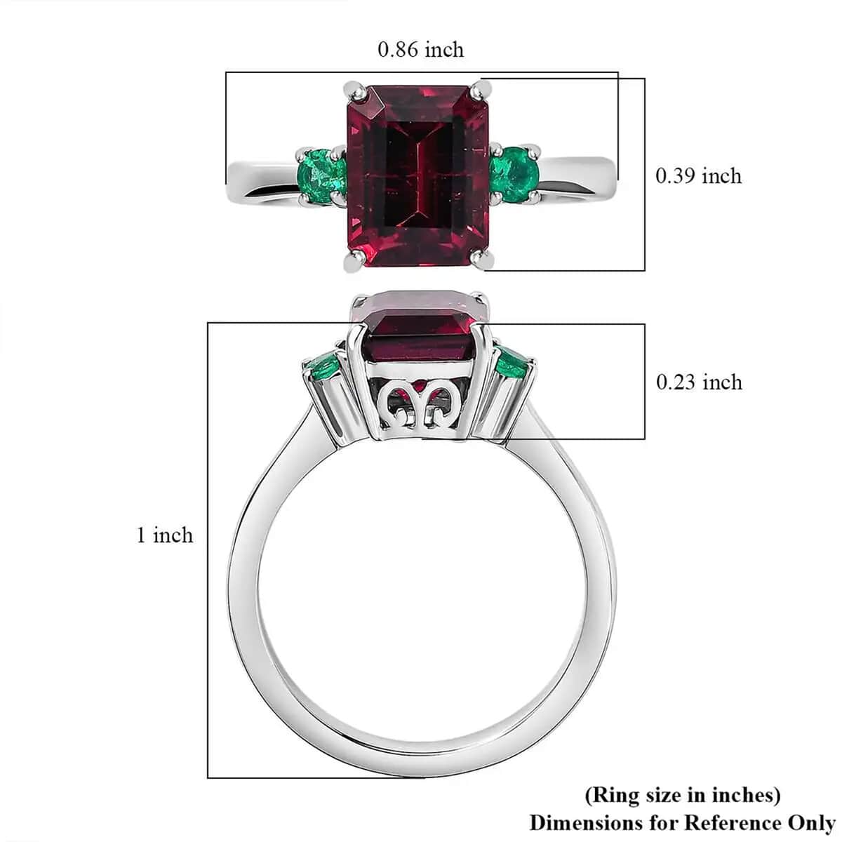 Certified & Appraised Rhapsody AAAA Ouro Fino Rubellite and AAAA Boyaca Colombian Emerald 2.50 ctw Ring in 950 Platinum (Size 6.0) 6.10 Grams image number 6