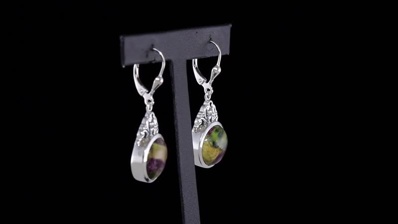 Tasmanian Stichtite Floral Earrings in Sterling Silver 9.35 ctw