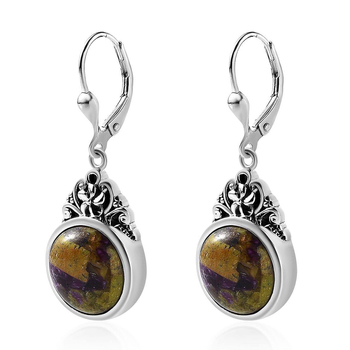 Tasmanian Stichtite Floral Earrings in Sterling Silver 9.35 ctw
