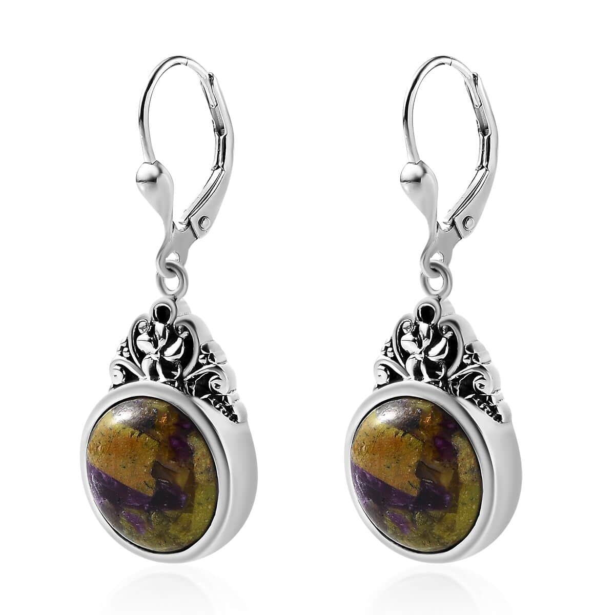 Tasmanian Stichtite Floral Earrings in Sterling Silver 9.35 ctw image number 3