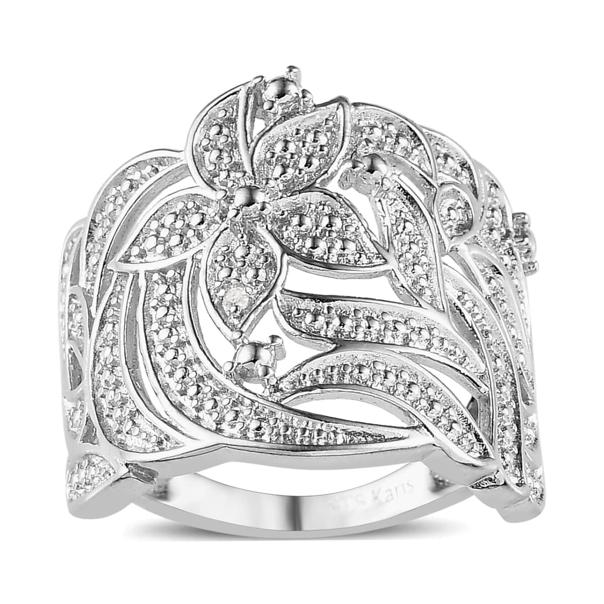 Karis Diamond Accent Floral Ring in Platinum Bond image number 0