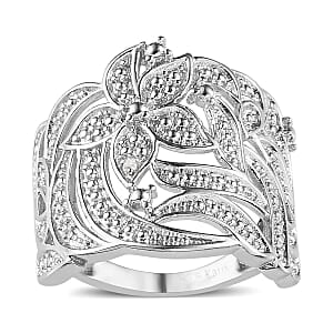 Karis Diamond Accent Floral Ring in Platinum Bond (Size 11.0)