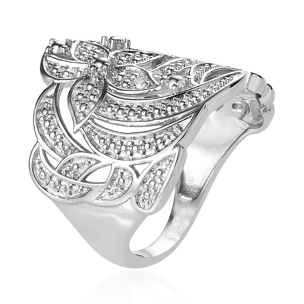 Karis Diamond Accent Floral Ring in Platinum Bond (Size 11.0) image number 3
