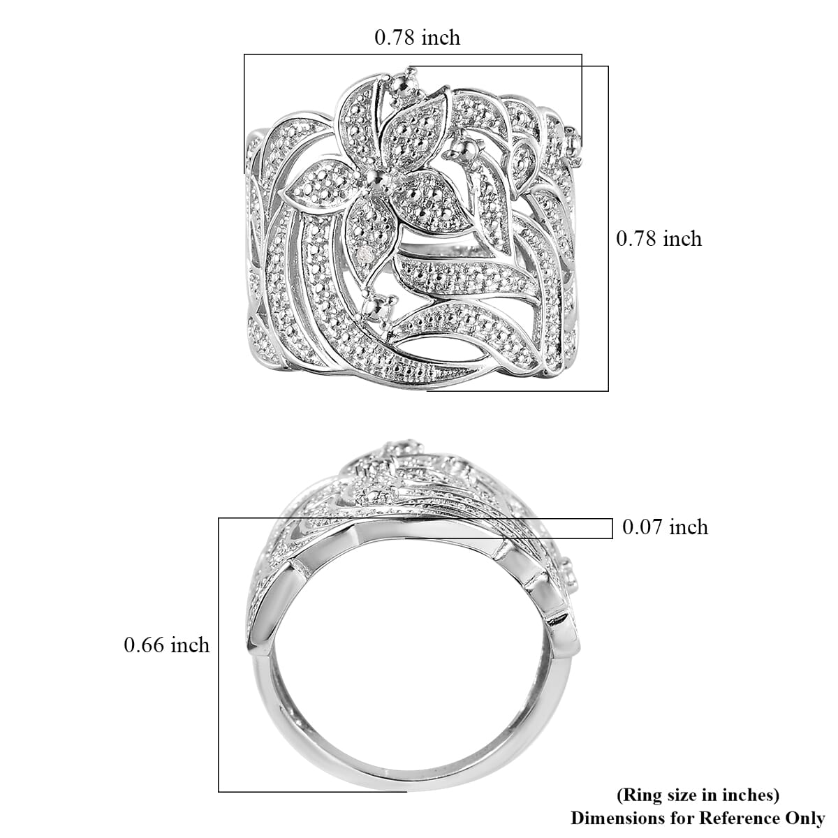 Karis Diamond Accent Floral Ring in Platinum Bond (Size 11.0) image number 5