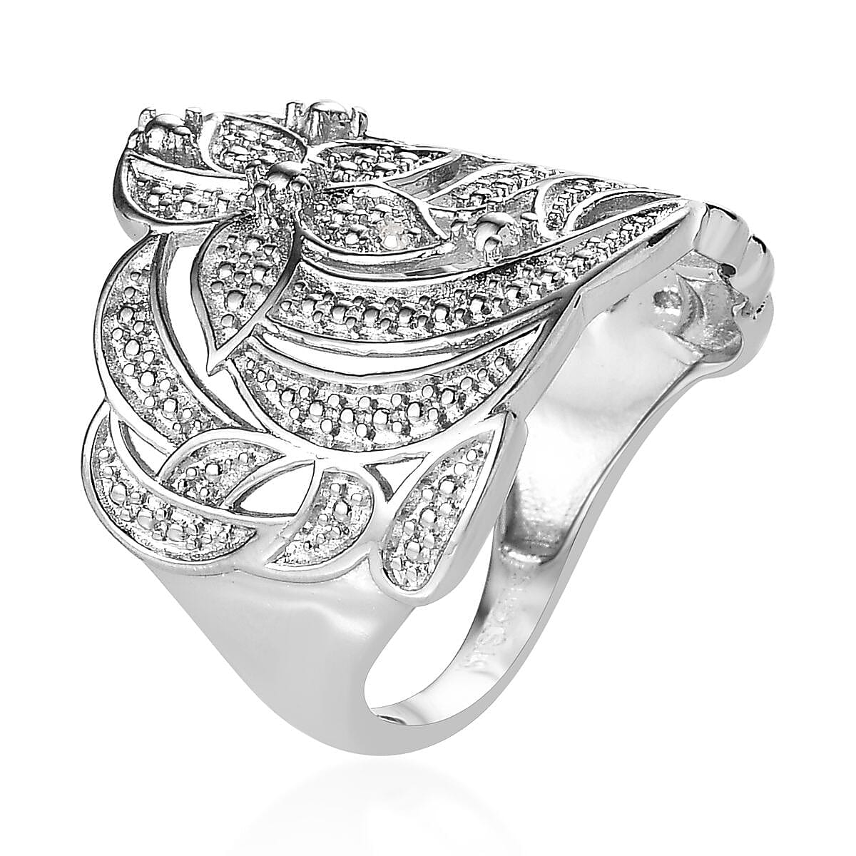 Karis Diamond Accent Floral Ring in Platinum Bond (Size 5.0) image number 3