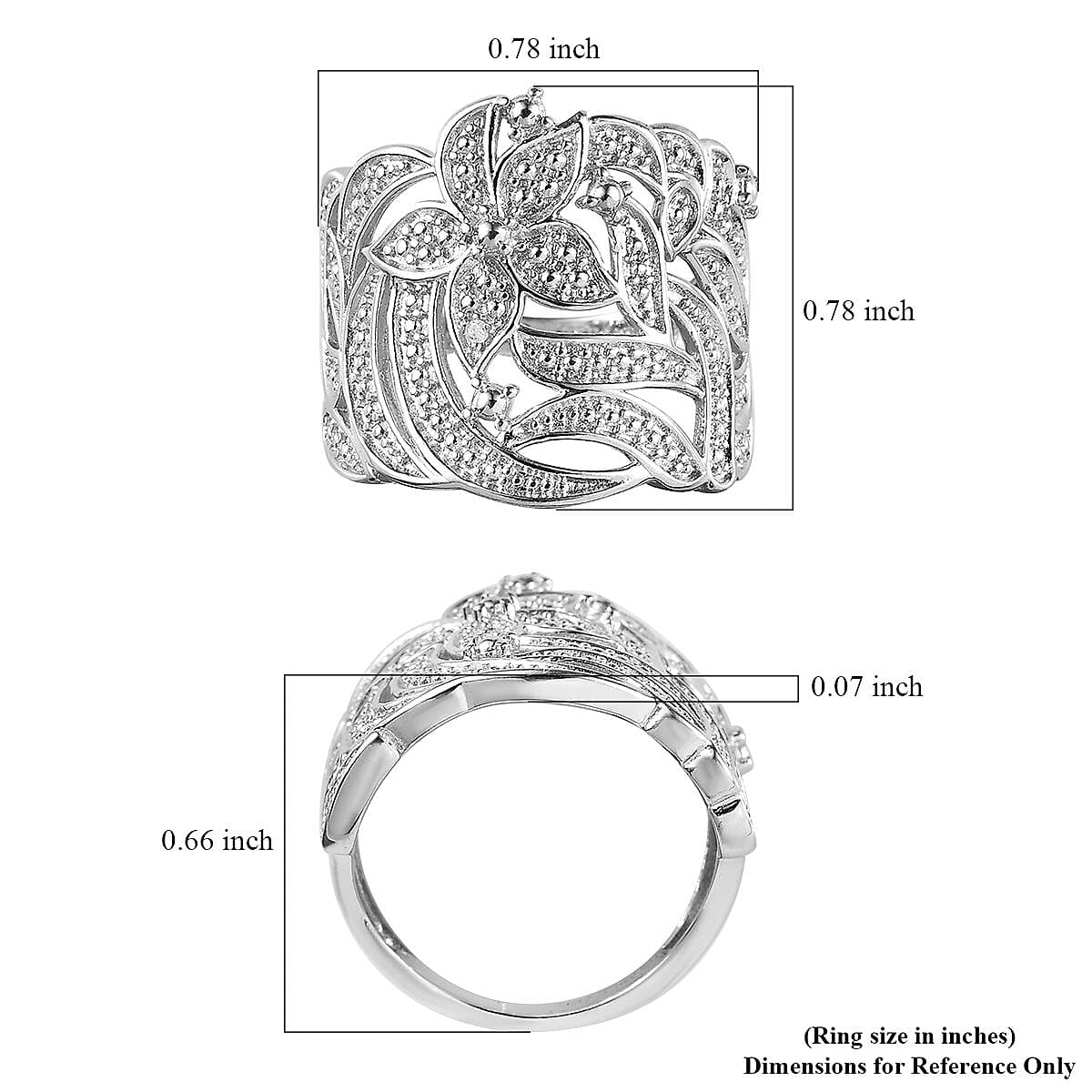 Karis Diamond Accent Floral Ring in Platinum Bond (Size 5.0) image number 5