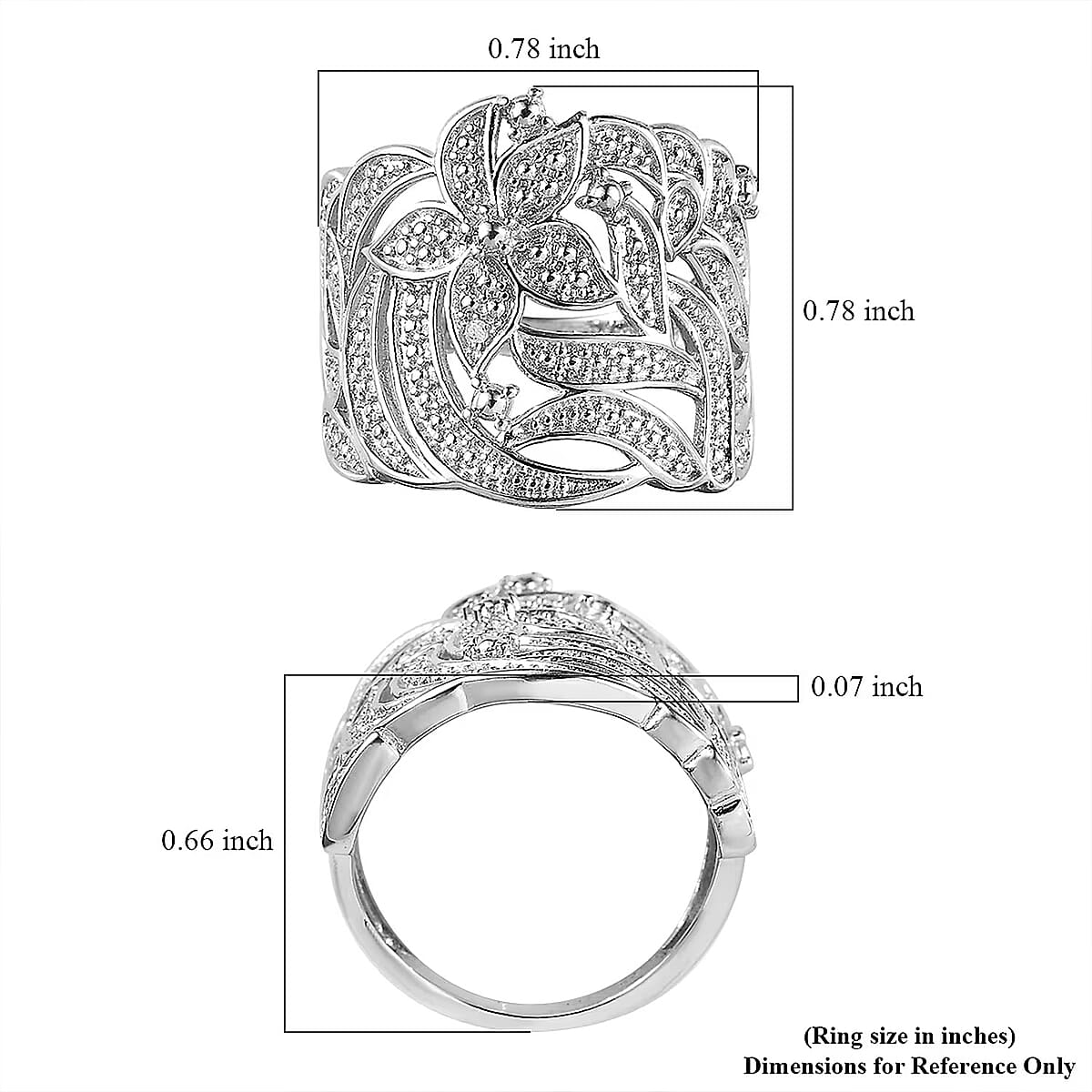 Karis Diamond Accent Floral Ring in Platinum Bond (Size 5.0) image number 6
