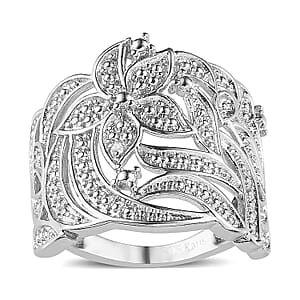 Karis Diamond Accent Floral Ring in Platinum Bond (Size 9.0)