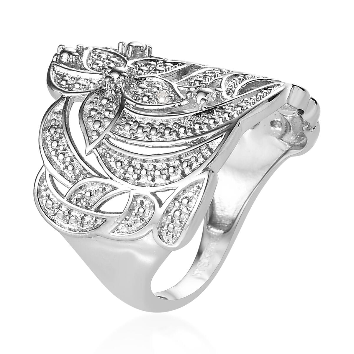 Karis Diamond Accent Floral Ring in Platinum Bond (Size 9.0) image number 3