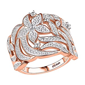 Karis Diamond Accent Floral Ring in 18K RG Plated (Size 11.0)