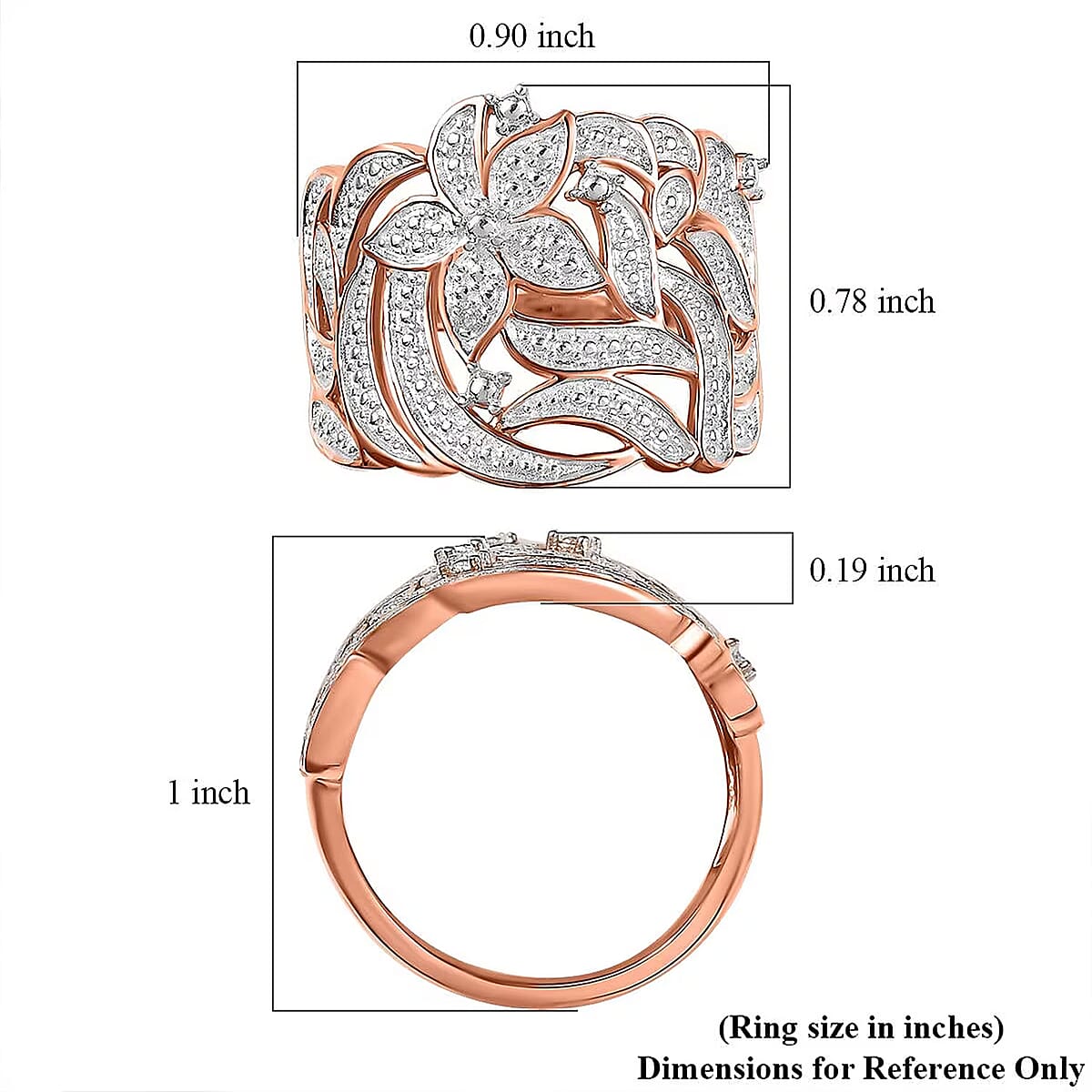 Karis Diamond Accent Floral Ring in 18K RG Plated (Size 7.0) image number 6